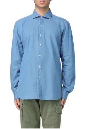 FAY Skjorte, Herre, Blå, L, Denim, Klassisk Denim Skjorte med Krave