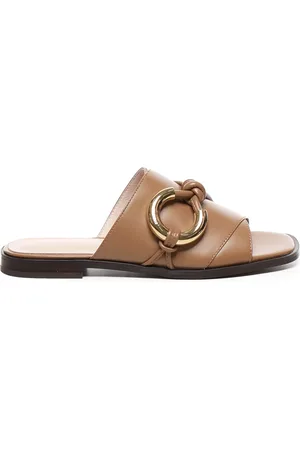 Coccinelle Sko, Dame, Brun, 39 EU, Læder, Beige Læder Sandaler med Metal Detalje