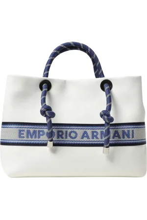 Emporio Armani Taske, Dame, , ONE SIZE, Uld, Hvid Canvas Tote Taske med Reb Håndtag
