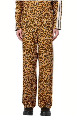 Palm Angels Bukser, Herre, Brun, L, Uld, Leopard Print Stilfulde Casual Bukser