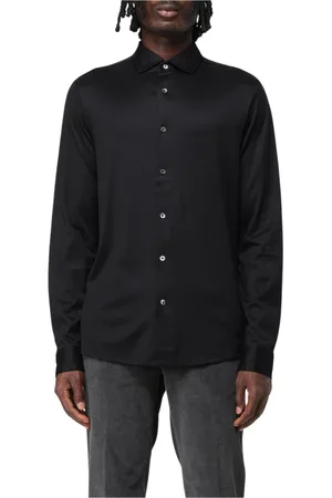 Emporio Armani Skjorte, Herre, Sort, L, Uld, Sort Strikskjorte Stilfuld Alsidig