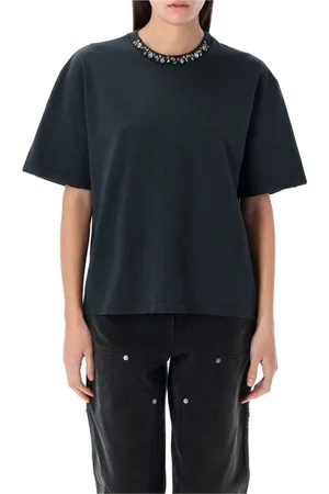 Golden Goose Top, Dame, Sort, S, Bomuld, Krystal Ribbet T-Shirt Sort