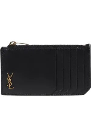 Saint Laurent Tilbehør, Herre, Sort, ONE SIZE, Læder, Sort Læderkortholder Pung