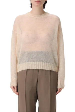 Brunello Cucinelli Strik, Dame, , M, Luksuriøs Elfenbens Mohair Strik Sweater