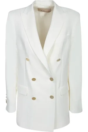 BLANCA Jakke, Dame, Hvid, L, Hvid Dobbeltbrystet Jakke Elegant Stil