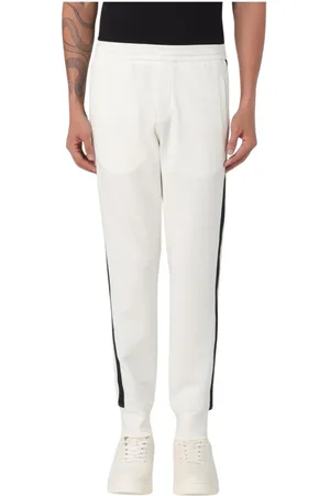 Emporio Armani Bukser, Herre, Hvid, L, Sorte Side Stripe Jogger Bukser