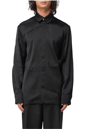 Jil Sander Skjorte, Herre, Sort, L, Sort Silkeskjorte, alsidig og tidløs
