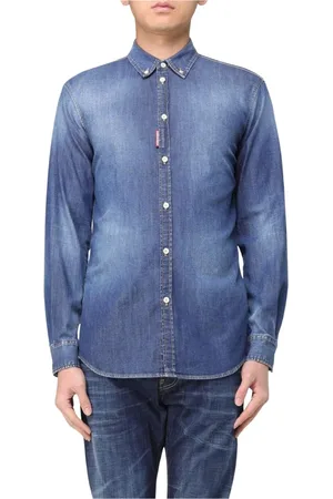 Dsquared2 Skjorte, Herre, Blå, L, Uld, Stilfuld Denim Langærmet Skjorte