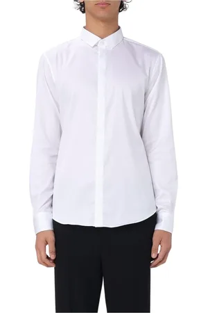 Emporio Armani Skjorte, Herre, Hvid, XL, Hvid Button-Up Skjorte med Spredt Krave