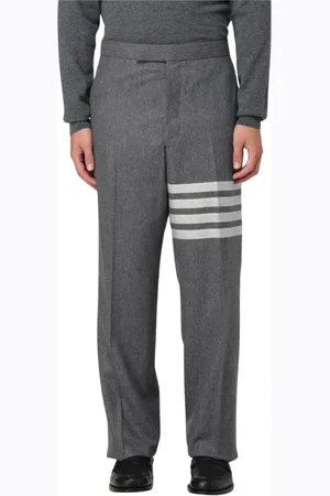 Thom Browne Bukser, Herre, Grå, XL, Uld, Grå Stribede Bukser