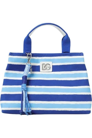 Dolce & Gabbana Taske, Dame, Blå, ONE SIZE, Uld, Blå Stribet Lærredstaske
