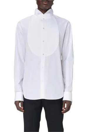 Emporio Armani Skjorte, Herre, Hvid, L, Bomuld, Klassisk Hvid Skjorte Med Plisseret Panel
