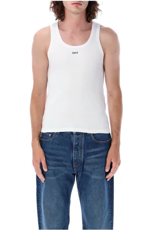 OFF-WHITE Top, Herre, Hvid, XS, Bomuld, Ribstrikket Tanktop