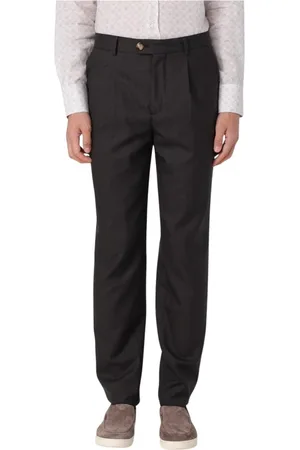 Brunello Cucinelli Bukser, Herre, Brun, XL, Uld, Grå Uld Plisserede Bukser