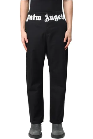 Palm Angels Bukser, Herre, Sort, L, Bomuld, Logo Taljebåndsbukser
