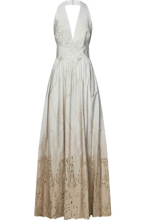 Elie saab Kjole, Dame, Hvid, S, Hvid Gradient Cutwork Kjole