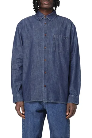 A.P.C. Skjorte, Herre, Blå, XL, Denim, Blå Denim Afslappet Pasform Skjorte