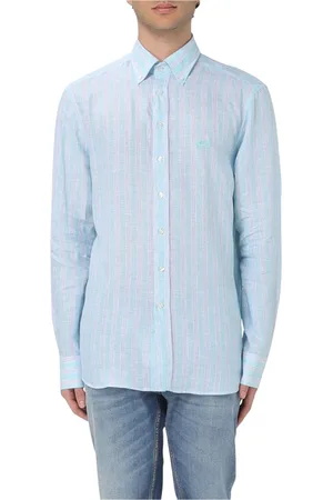 Etro Skjorte, Herre, Blå, 3XL, Luksus Stribet Skjorte