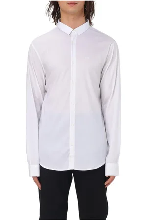 Armani Exchange Skjorte, Herre, Hvid, XS, Bomuld, Navy Bomuldsskjorte Stilfuldt Design