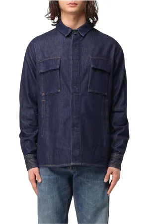 RE-HASH Skjorte, Herre, Blå, 3XL, Denim, Blå Denim Afslappet Pasform Skjorte