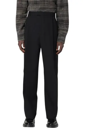 Bottega Veneta Bukser, Herre, Sort, L, Uld, Højtaljede Uldplisserede Bukser