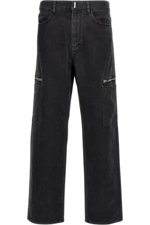 Givenchy Jeans, Herre, Sort, W31, Sorte Cargo Jeans med Lynlåsdetalje
