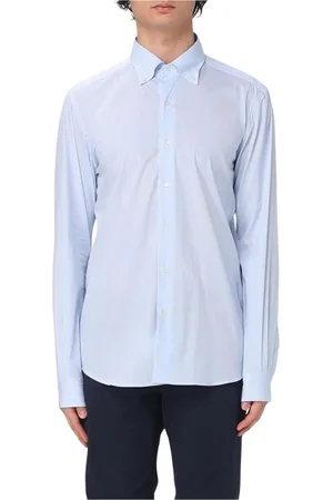 FAY Skjorte, Herre, Blå, 2XL, Uld, Blå ButtonDown Skjorte Stilfuld Alsidig Look