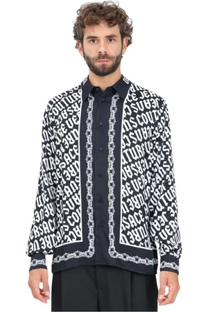 VERSACE Skjorte, Herre, Flerfarvet, S, Gotisk Logo Print Herreskjorte