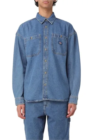 Dickies Skjorte, Herre, Blå, M, Denim, Afslappet pasform Denim Skjorte