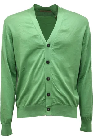 Original Vintage Strik, Herre, Grøn, M, Bomuld, Grøn Bomuld Cardigan Dexter Made in Italy