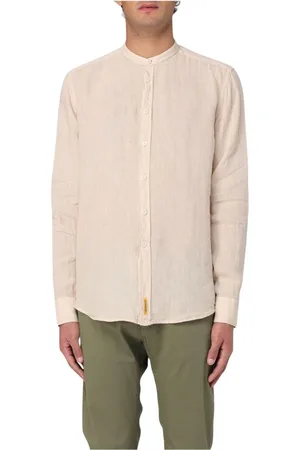 B.D.BAGGIES Skjorte, Herre, , 2XL, Linned, Hvid Linned Mandarin Krave Skjorte