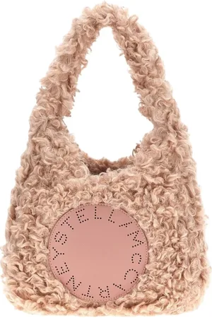 Stella McCartney Taske, Dame, Lyserød, ONE SIZE, Uld, Rosa Shaggy Deer Mini Tote Taske