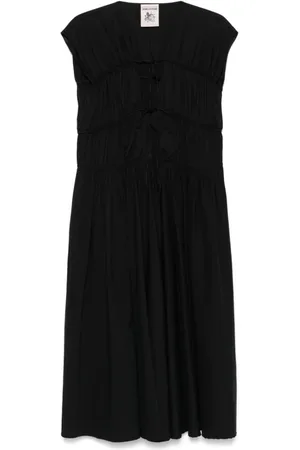 SEMICOUTURE Kjole, Dame, Sort, S, Sort V-hals kjole med bindestropper