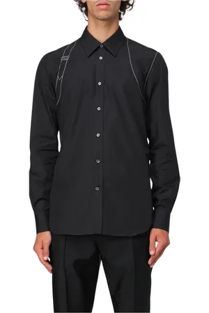 Alexander McQueen Skjorte, Herre, Sort, S, Bomuld, Sort Slim Fit Skjorte