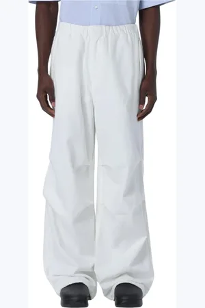 Jil Sander Bukser, Herre, Hvid, M, Bomuld, Hvide Bomuld Brede Ben Bukser