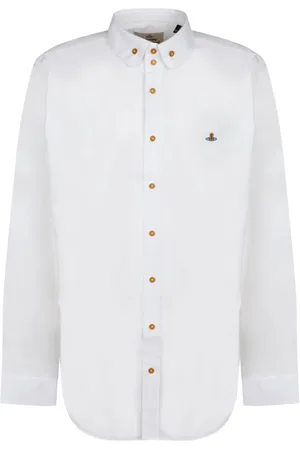 Vivienne Westwood Skjorte, Herre, Hvid, 3XL, Bomuld, Hvid Krall Skjorte med Orb Logo