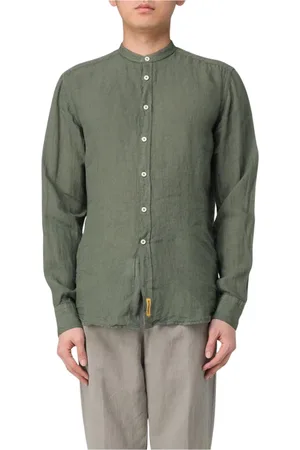 B.D.BAGGIES Skjorte, Herre, Grøn, 2XL, Linned, Hvid Linned Mandarin Krave Skjorte
