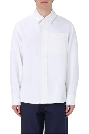 A.P.C. Skjorte, Herre, Hvid, L, Bomuld, Beige Langærmet Skjorte til Mænd