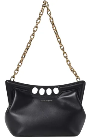 Alexander McQueen Taske, Dame, Sort, ONE SIZE, Uld, Sort Læder Skuldertaske Kæde