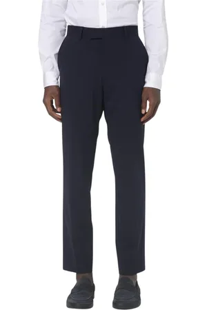 HUGO BOSS Bukser, Herre, Blå, 2XL, Uld, Klassiske Sorte Slim-Fit Bukser