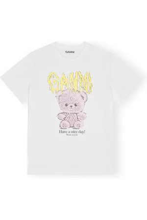 Ganni Top, Dame, Hvid, M, Bomuld, Teddy Relaxed T-shirt