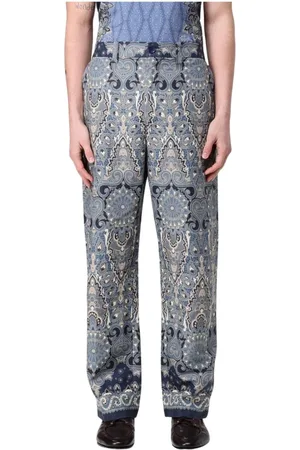 Etro Bukser, Herre, Flerfarvet, M, Uld, Multifarvet Paisley Print Stilfulde Bukser