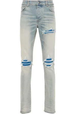 AMIRI Jeans, Herre, Blå, W34, Bomuld, Lysblå Skinny Distressed Jeans
