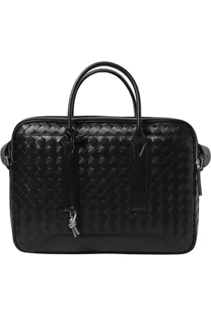 Bottega Veneta Taske, Herre, Sort, ONE SIZE, Læder, Vævet læder dokumentmappe