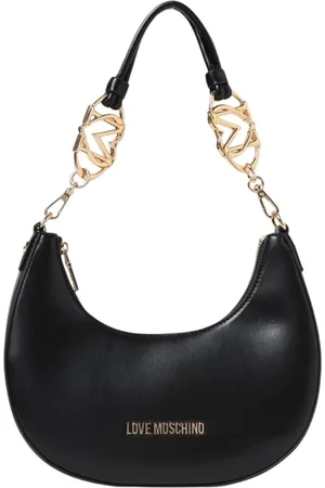 Moschino Taske, Dame, Sort, ONE SIZE, Uld, Kæde Detalje Skuldertaske i Sort