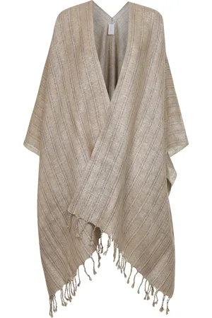 Brunello Cucinelli Jakke, Dame, , ONE SIZE, Linned, Linned Kimono Jakke med Frynser