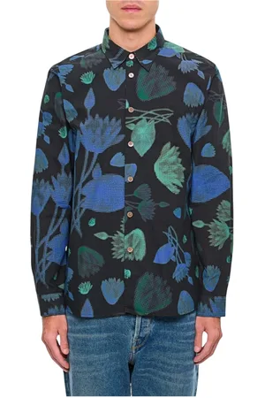 Paul Smith Skjorte, Herre, Blå, L, Bomuld, Blå Blomstret Bomuldsskjorte