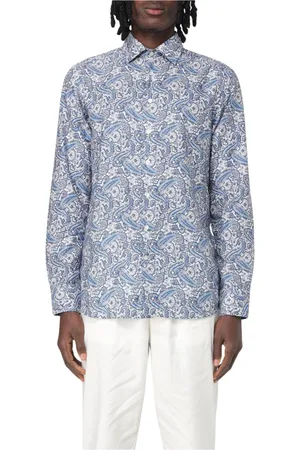 Etro Skjorte, Herre, Blå, 4XL, Bomuld, Blå Paisley Print Skjorte