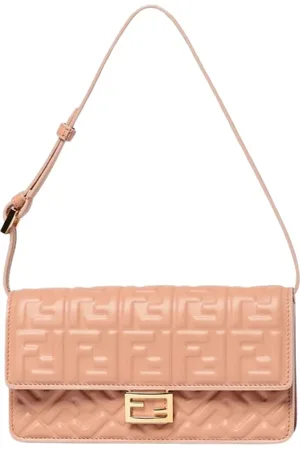 Fendi Taske, Dame, Lyserød, ONE SIZE, Uld, Rosa Quiltet Læder Baguette Skulder