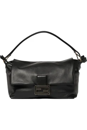 Fendi Taske, Dame, Sort, ONE SIZE, Uld, Sort Læder Skuldertaske Lukning